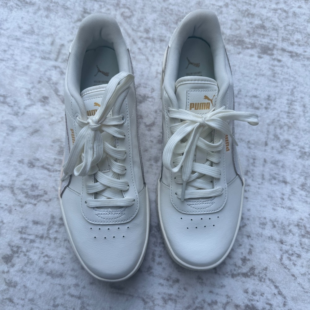 Puma Cali Wedge White Gray Gold Platform Sneakers low top Womens 9 - Picture 6 of 10